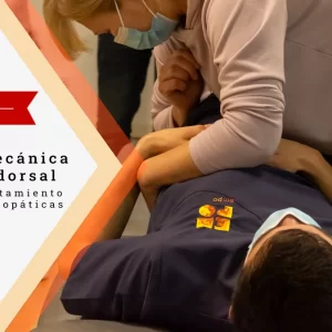 Cartel informativo sobre el curso de Biomécanica del raquis dorsal de la Escuela de Osteopatía EMPO Almería
